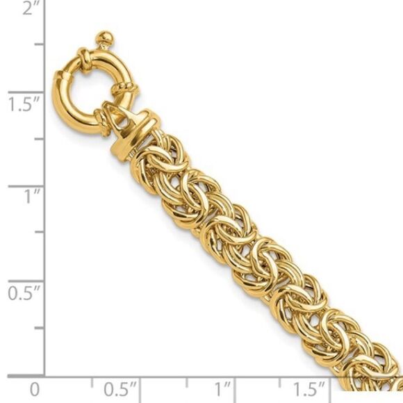 14k Fancy 8mm Flat Byzantine Bracelet - Picture 4 of 5